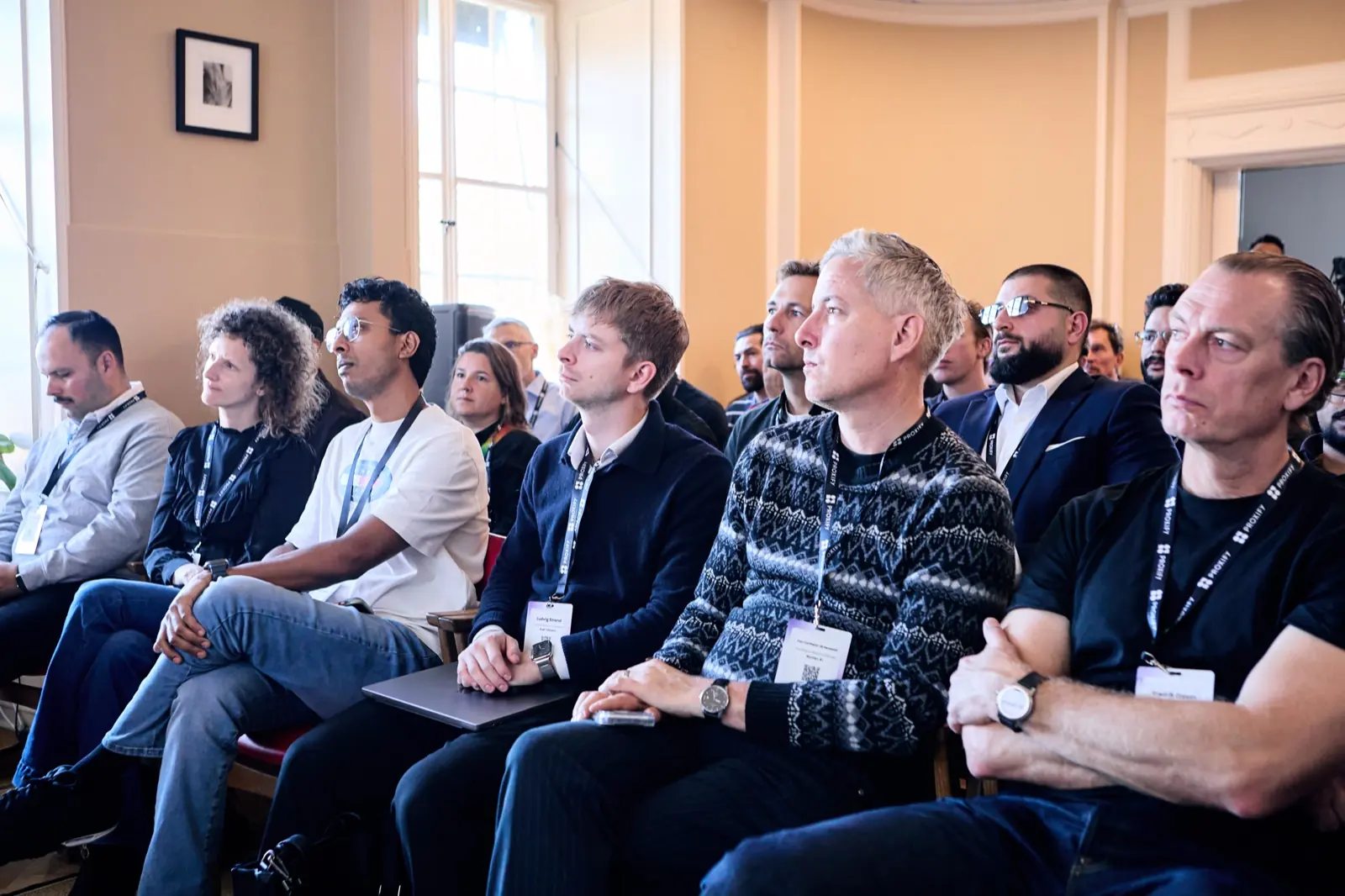 Audience at Proxify listening to the talk